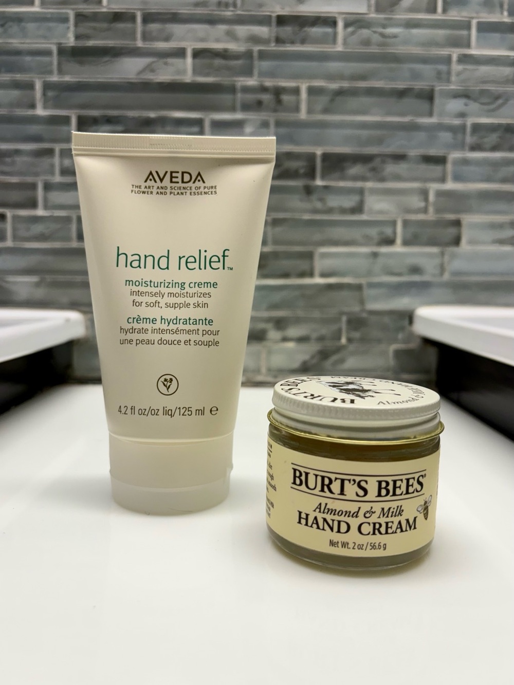 Aveda Hand Relief Moisturizing Creme 4.2 oz.+Burt's Bees Almond & MilkHand Cream